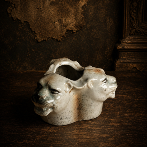 Vintage Ceramic Lion Head Ashtray | Handcrafted Collectible Smoking Accessory