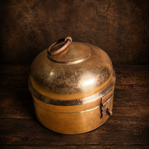 Vintage Handcrafted Brass Storage Box with Lock | Antique Brass Decorative Box