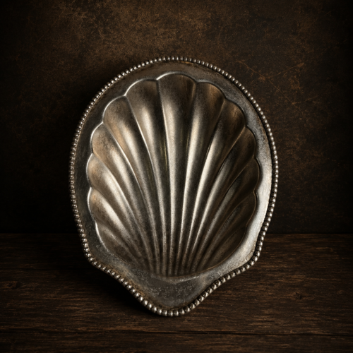 Vintage Brass Shell Bowl with Silver Polish | Decorative Soap Dish | Antique Collectible