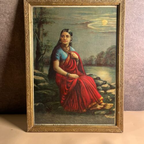 Antique most Rare Ravi varma F.A.L. Press Oleograph – "Radha" | Circa 1920