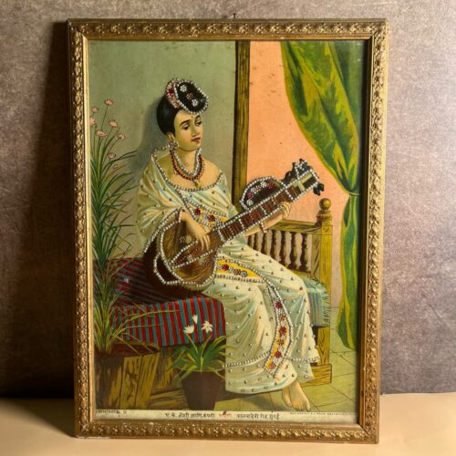 Most Rare Antique Ravi Varma Oleograph – "Ahalya" | Original Ravi varma  Press, Bombay