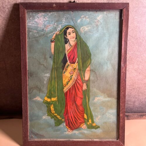 Rare Antique “Rambha” Oleograph – Raja Ravi Varma | Ravi Varma Press, Karla-Lonavla | Registered No. 529