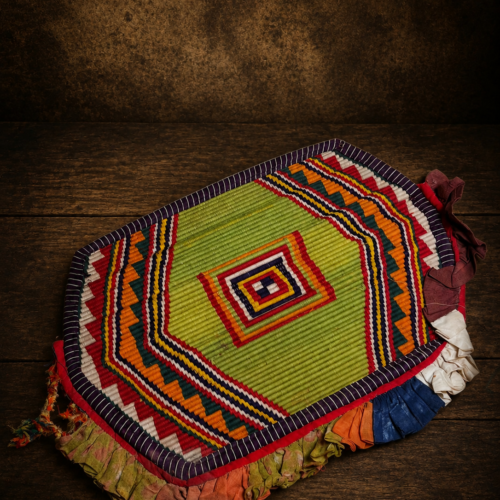 Vintage Handmade Woven Pankha – Multicolour Traditional Hand Fan