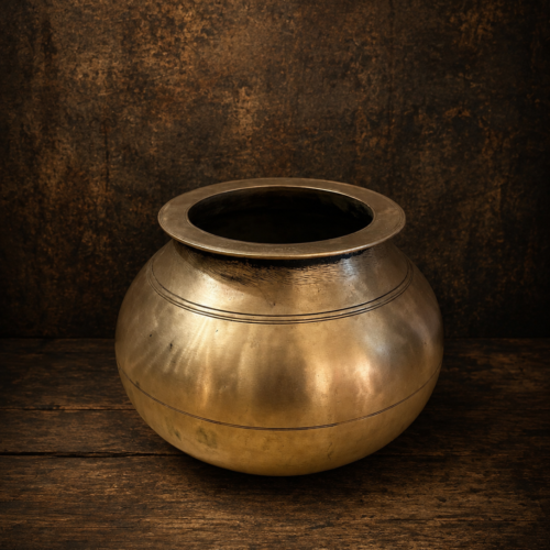 Vintage bronze large size solid weight haandi