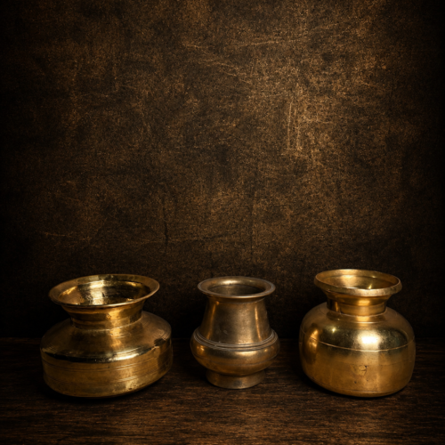 Vintage brass 3 pcs pots set