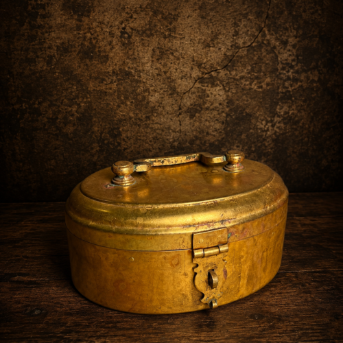 Antique Heavy Solid Brass Paan Daan – Traditional Indian Betel Box