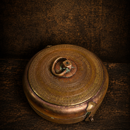 Vintage brass hand carving kadi khuntha chappati box sweets box