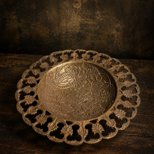 Vintage brass beautiful carved small size bowl for decor