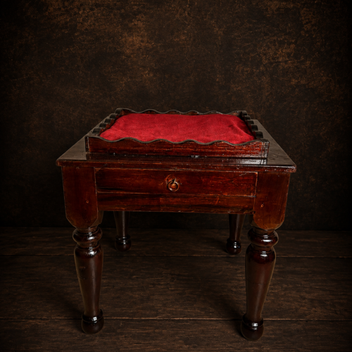 Antique Wooden Prayer Stool with Storage Drawer | Vintage Pooja Chowki | Handcrafted Wooden Seat
