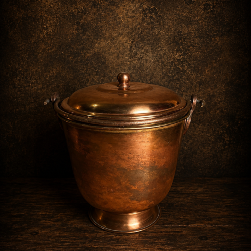 Vintage brass ice bucket with lid
