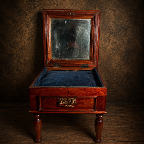 Antique Wooden Dressing Table with Mirror & Storage Drawer | Vintage Vanity Cabinet | Solid Wood