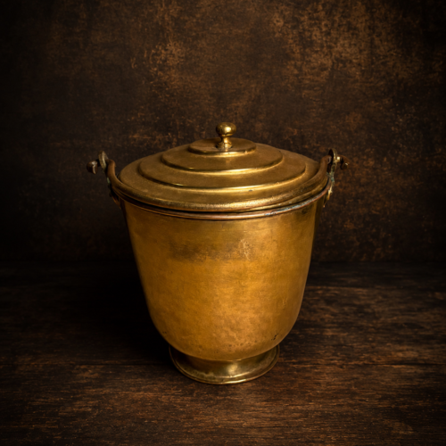 Antique Brass Ice Bucket with Lid | Vintage Brass Storage Bucket | Handcrafted Collectible