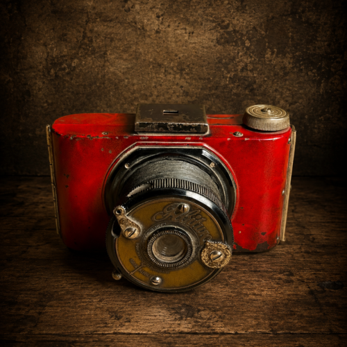 Antique Altissa Folding Bellows Camera – Red Body