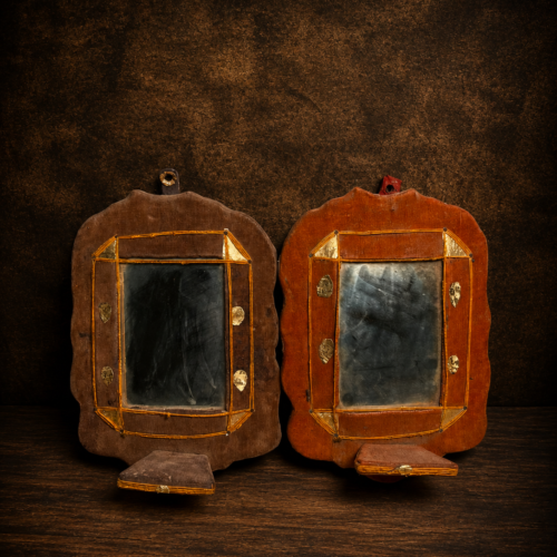 Antique Velvet Framed Decorative Mirror