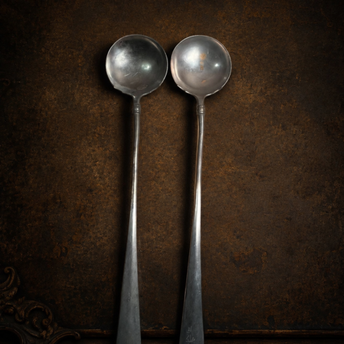 Vintage brass large size white polished 2 pcs ladle set