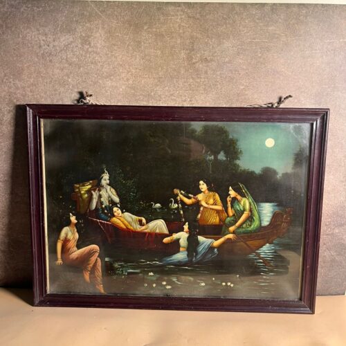 Vintage “Yamuna Vihar” by Vasudeo H. Pandya – German Oleograph | 14 x 20 Inches