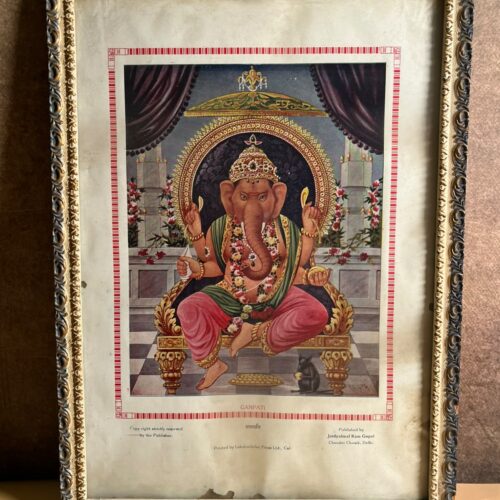 Vintage Ganpati Devotional Print – Jaidyalmal Ram Gopal, Delhi | Historic Indian Religious Art