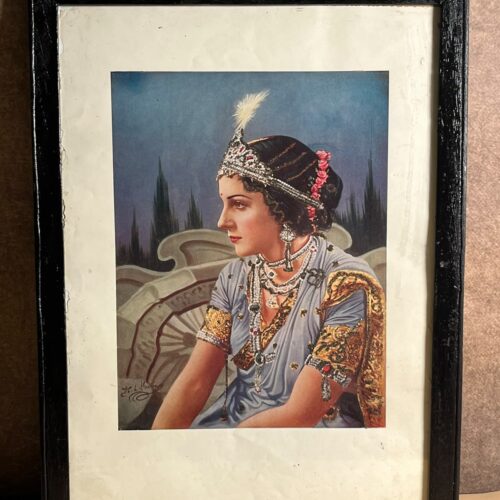 Vintage Royal Lady Portrait – Framed Indian Art Print | 10 × 14 Inches