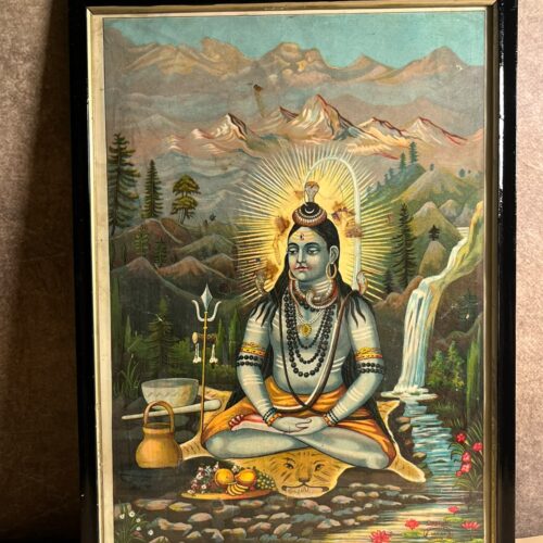 Vintage Lord Shiva in the Himalayas – Framed Devotional Art Print