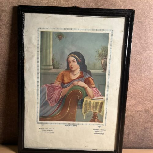 Vintage “Remembrance / Smriti” Indian Lady Portrait Print – Kanhya Lal Lachhu Mal, Chandni Chowk Delhi | 10 × 14 Inches