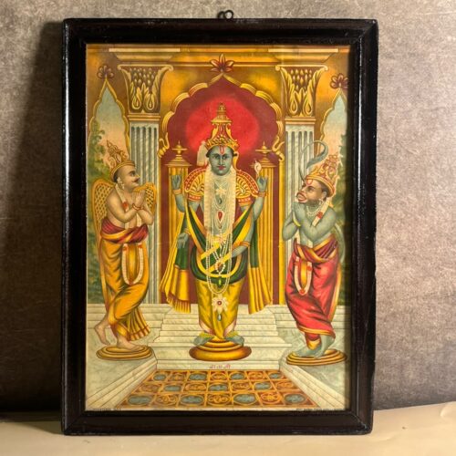 Antique Ravi Varma Press Balaji Devotional Print – Karli Bombay | Registered No. 305 | 10 × 14 Inches