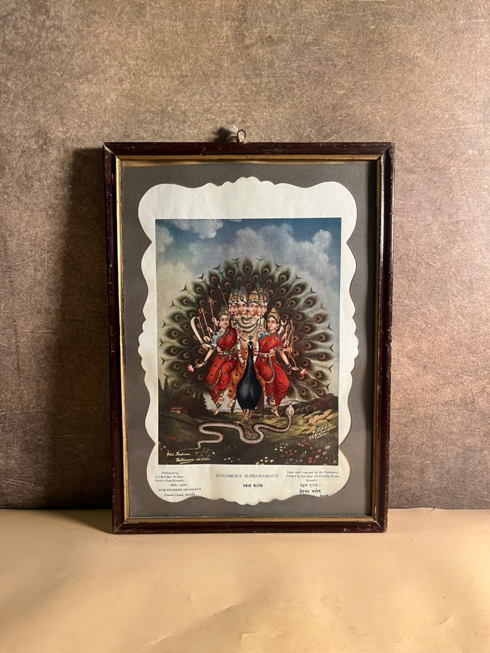 Rare Vintage “Shanmuka Subbaramany” Devotional Print | S.S. Brij Basi & Sons Karachi | Nathdwara Artist
