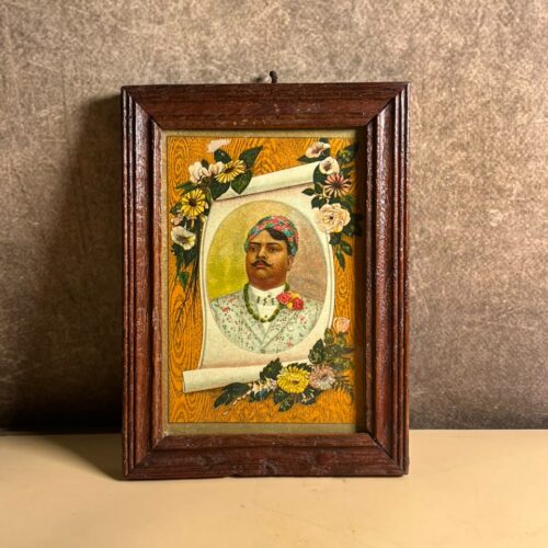 Vintage Indian Royal Portrait Label | Framed Princely India Collectible