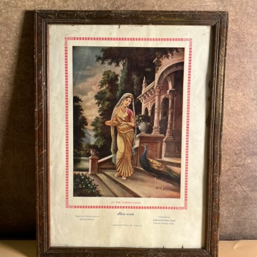 Vintage Indian Art Print “At The Temple Door” – Jaidyalmall Ram Gopal, Chandni Chowk Delhi | Lakshmibilas Press Calcutta