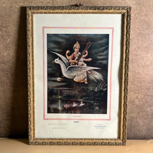 Antique Saraswati Devotional Print – Jaidyalmall Ram Gopal, Chandni Chowk Delhi | Lakshmibilas Press, Calcutta