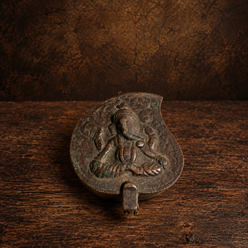 Vintage Ganesha Kumkum Holder – Three-Compartment Ritual Box