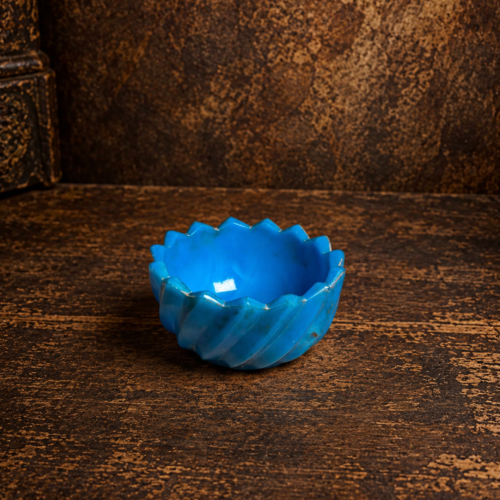 Vintage Royal Blue Glass Bowl – Spiral Lotus Design