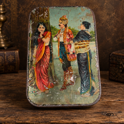 Vintage Sugandh Malati Indian Pomatum Tin Box – Lithographed Advertising Collectible