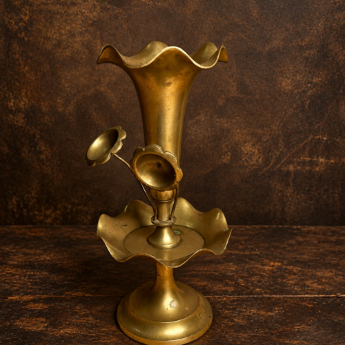 Vintage Brass Floral Multi-Level Decorative Stand