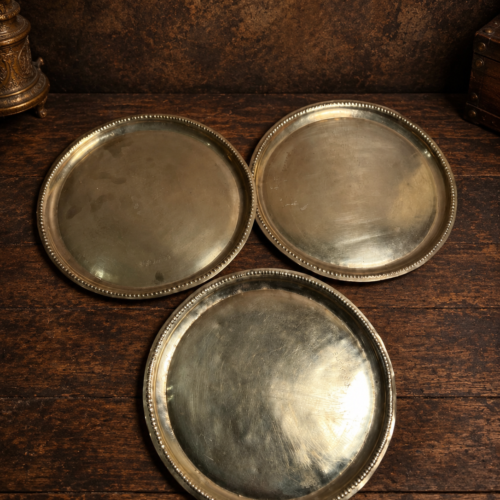 Vintage brass 3 pcs plates set