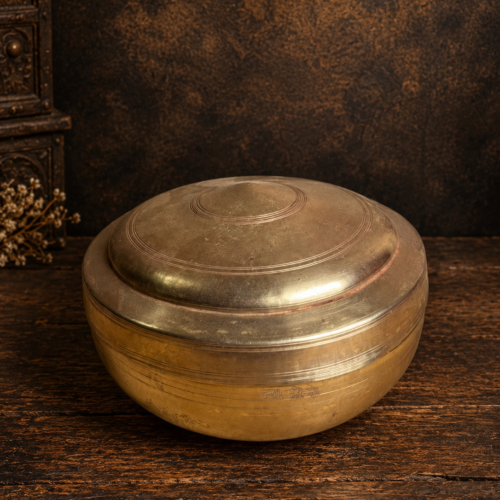 Vintage brass round beautiful chappati box