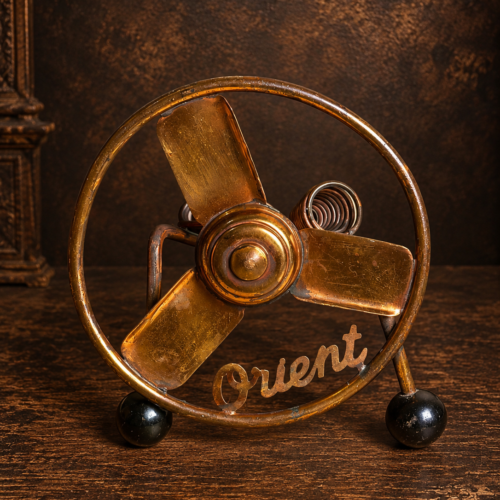 Vintage Orient Fan-Shaped Tabletop Decorative Piece