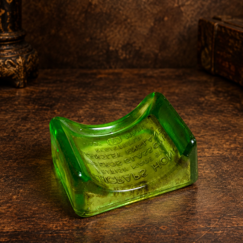 Antique 1930s Lillicrap’s Hone Green Glass Razor Blade Sharpener – Made in England