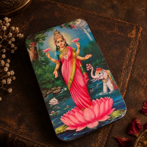 Vintage Nutrine Confectionery Lakshmi Lithographed Tin Box – Chittoor, Andhra Pradesh