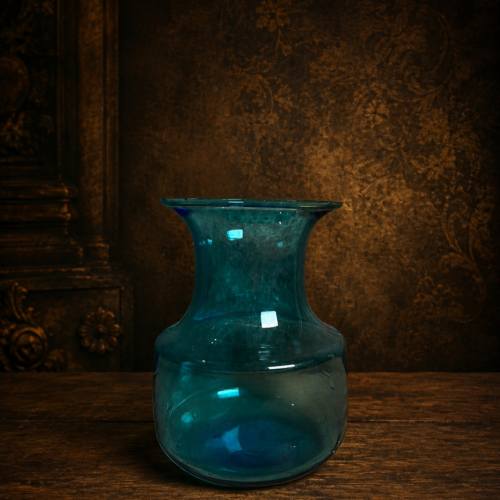 Vintage Blue Glass Vase – Handcrafted Decorative Collectible