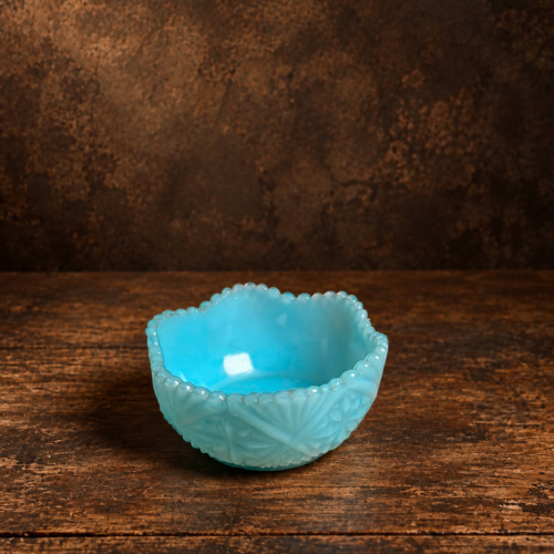 Vintage Sky Blue Opalescent Glass Bowl – Decorative Pressed Glass Dish