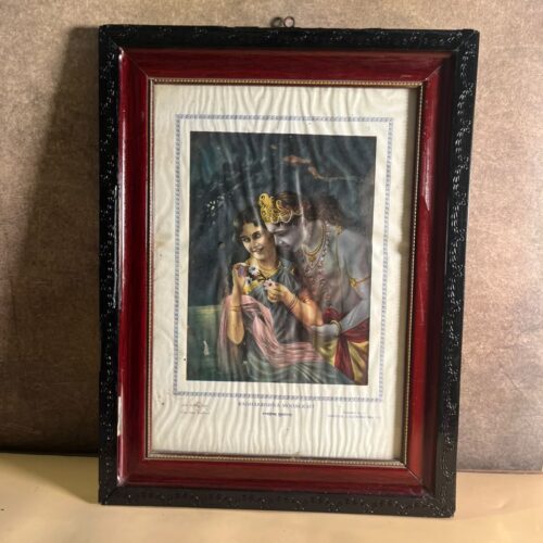 Vintage “Radhakrishna Moonlight” Devotional Print – Published by Imperial Calendar Mfg. Co., Delhi