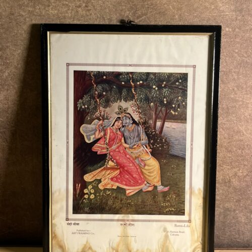 Vintage “Bansi-Lila” Radha Krishna Devotional Art Print – Art Framing Co., Calcutta