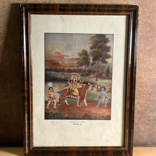 Vintage “Sinhavahini Durga” Devotional Print – Harmarayan & Sons, Jodhpur | Lakshmibilas Press, Calcutta