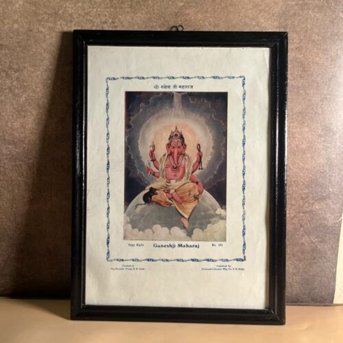Rare Vintage “Ganeshji Maharaj” Devotional Calendar Print – No. 121 | Diamond Calendar Mfg. Co., Delhi