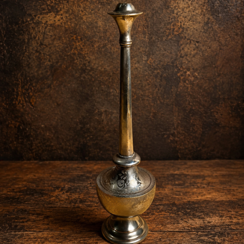 Vintage Brass White Polished Rose Water Sprinkler Bottle – Engraved Traditional Gulab Pash