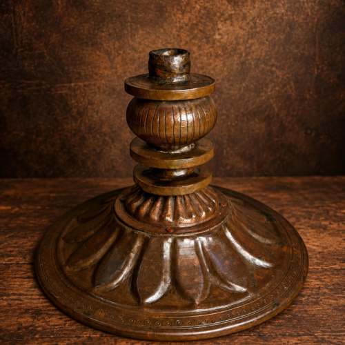 Vintage Brass Candle Stand – Ornate Lotus Design Decorative Lamp Base