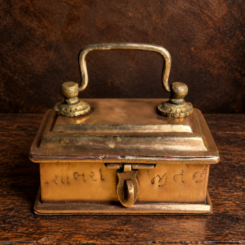 Vintage Small Brass Storage Box with Compartments – Traditional Hinged Lid Lockable Keepsake Box