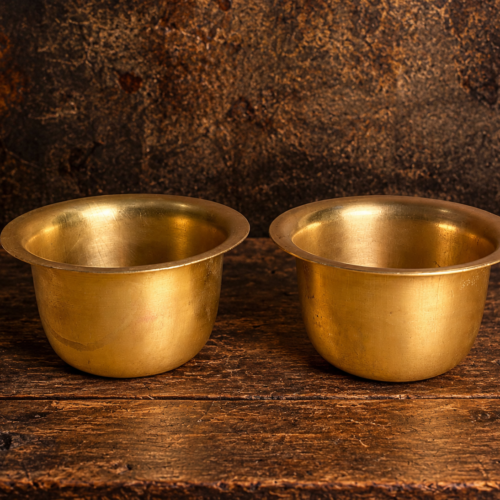Vintage brass two pcs different shape bowl