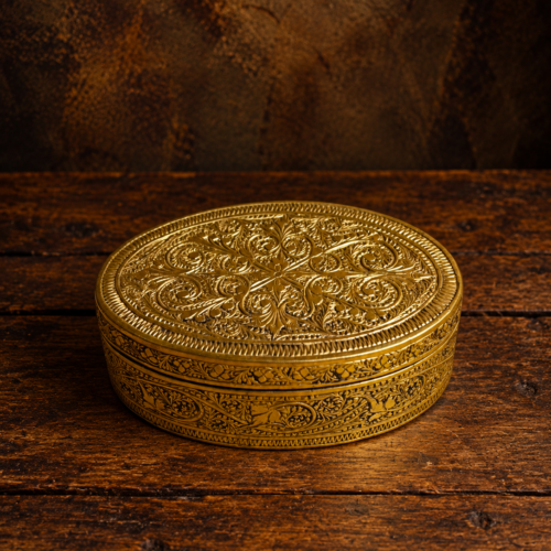 Vintage brass hand carved small size beautiful box