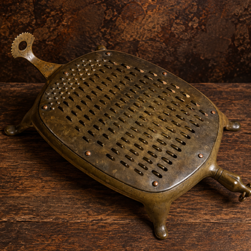 Vintage Brass Four-Legged Kitchen Grater – Traditional Indian Raised Grating Tool